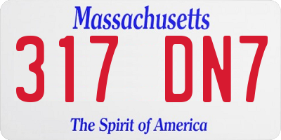 MA license plate 317DN7