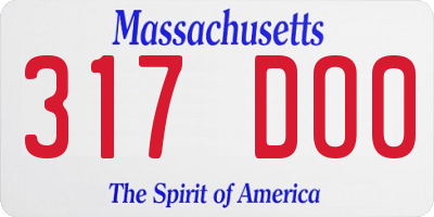 MA license plate 317DO0