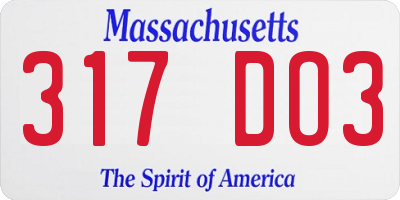 MA license plate 317DO3