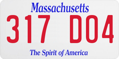 MA license plate 317DO4