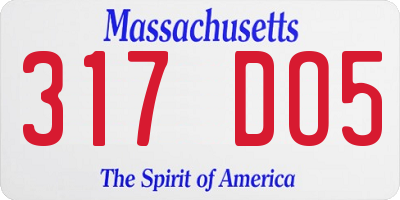 MA license plate 317DO5