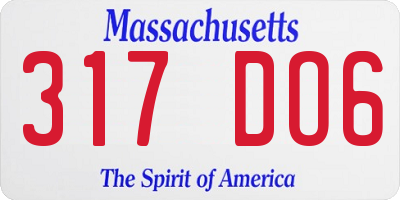MA license plate 317DO6