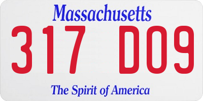 MA license plate 317DO9