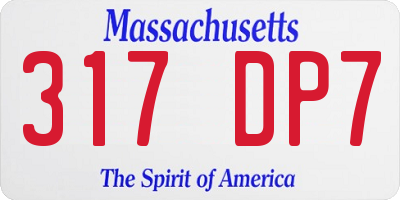 MA license plate 317DP7