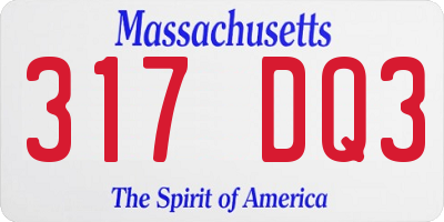 MA license plate 317DQ3