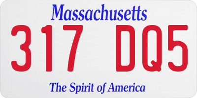 MA license plate 317DQ5