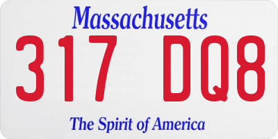 MA license plate 317DQ8