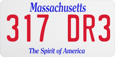 MA license plate 317DR3