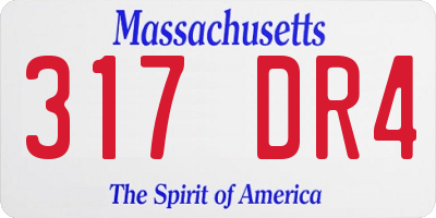 MA license plate 317DR4