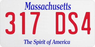 MA license plate 317DS4