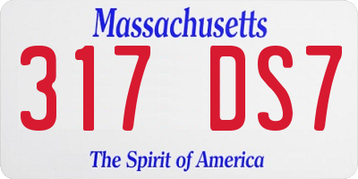 MA license plate 317DS7