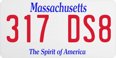 MA license plate 317DS8
