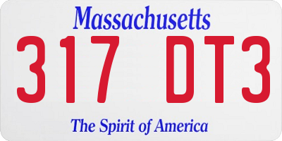 MA license plate 317DT3
