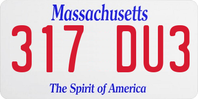 MA license plate 317DU3