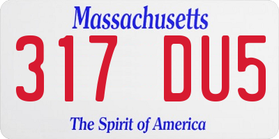 MA license plate 317DU5