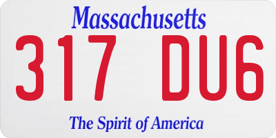 MA license plate 317DU6