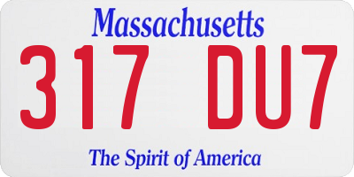 MA license plate 317DU7