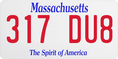 MA license plate 317DU8