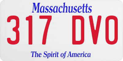 MA license plate 317DV0