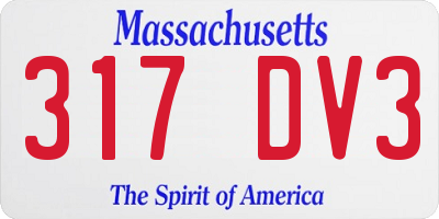 MA license plate 317DV3