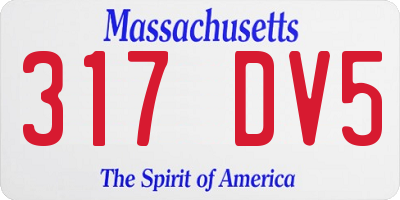 MA license plate 317DV5
