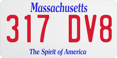 MA license plate 317DV8