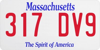 MA license plate 317DV9