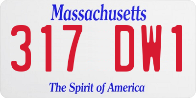 MA license plate 317DW1