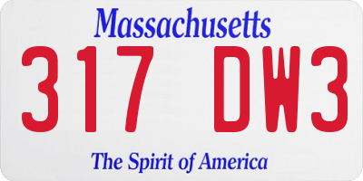 MA license plate 317DW3
