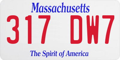 MA license plate 317DW7