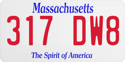 MA license plate 317DW8