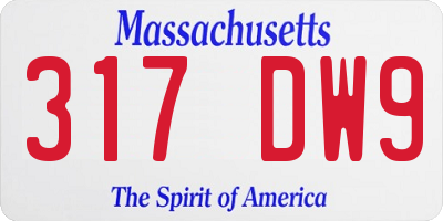 MA license plate 317DW9