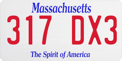 MA license plate 317DX3