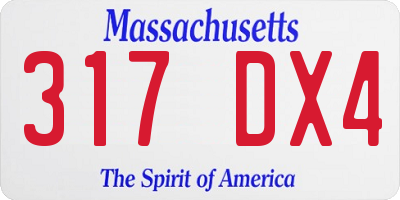 MA license plate 317DX4