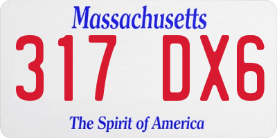 MA license plate 317DX6