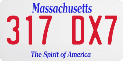 MA license plate 317DX7