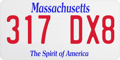 MA license plate 317DX8