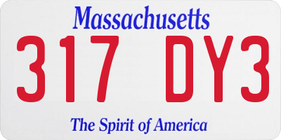 MA license plate 317DY3