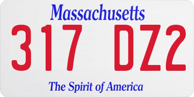 MA license plate 317DZ2