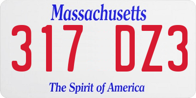 MA license plate 317DZ3