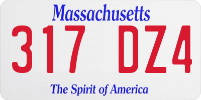 MA license plate 317DZ4