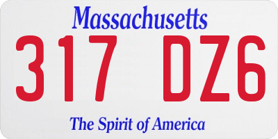 MA license plate 317DZ6