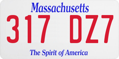 MA license plate 317DZ7