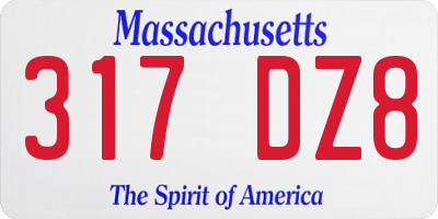 MA license plate 317DZ8