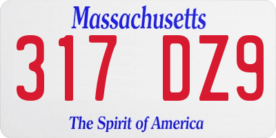 MA license plate 317DZ9