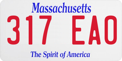 MA license plate 317EA0