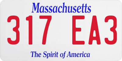 MA license plate 317EA3