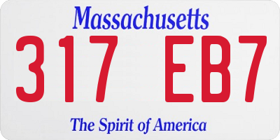 MA license plate 317EB7