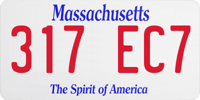 MA license plate 317EC7