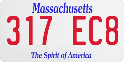 MA license plate 317EC8